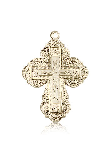 Irene Cross Pendant, 14 Karat Gold - 14 KT Yellow Gold