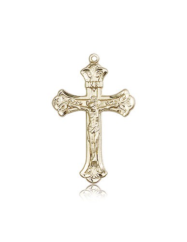 Crucifix Pendant, 14 Karat Gold - 14 KT Yellow Gold