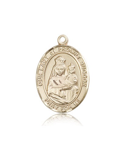 Our Lady of Prompt Succor Medal, 14 Karat Gold, Large - 14 KT Yellow Gold