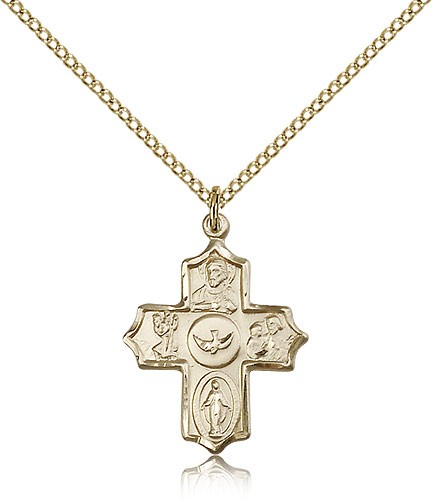 5 Way Cross Pendant, Gold Filled - Gold-tone