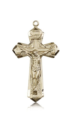 Crucifix Pendant, 14 Karat Gold - 14 KT Yellow Gold