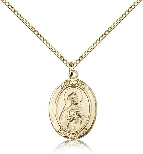 St. Rita of Cascia Medal, Gold Filled, Medium - Gold-tone