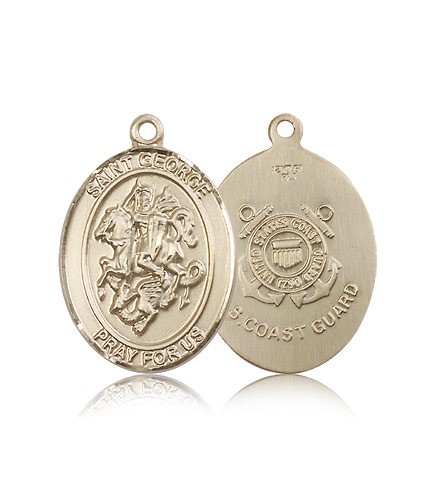 St. George Coast Guard Medal, 14 Karat Gold, Large - 14 KT Yellow Gold