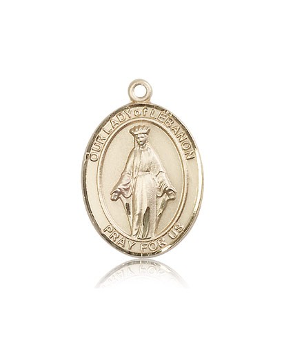 Our Lady of Lebanon Medal, 14 Karat Gold, Large - 14 KT Yellow Gold