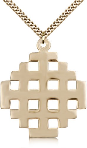 Cross Pendant, Gold Filled - 24&quot; 2.4mm Gold Plated Endless Chain