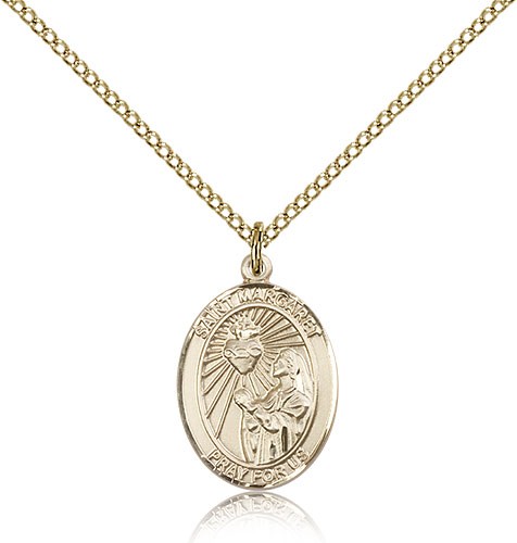 St. Margaret Mary Alacoque Medal, Gold Filled, Medium - Gold-tone