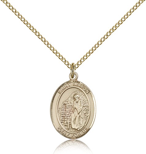 St. Aaron Medal, Gold Filled, Medium - Gold-tone