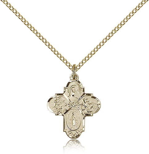 4 Way Cross Pendant, Gold Filled - Gold-tone