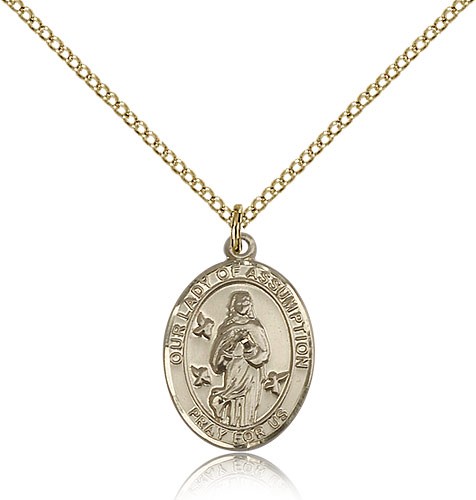 Our Lady of Assumption Medal, Gold Filled, Medium - Gold-tone