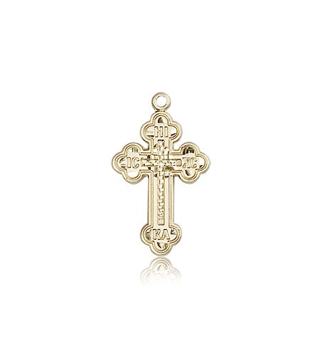 Russian Cross Pendant, 14 Karat Gold - 14 KT Yellow Gold