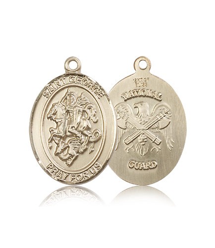 St. George National Guard Medal, 14 Karat Gold, Large - 14 KT Yellow Gold