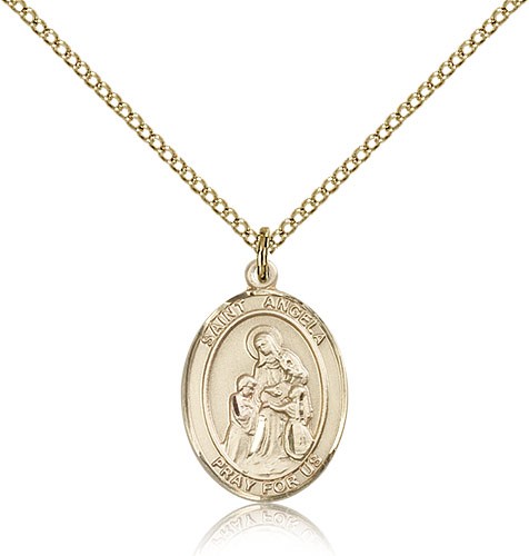 St. Angela Merici Medal, Gold Filled, Medium - Gold-tone