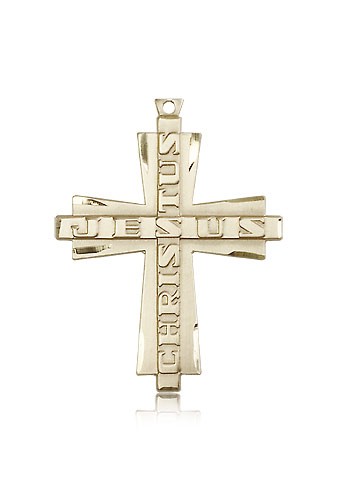Jesus Christus Cross Pendant, 14 Karat Gold - 14 KT Yellow Gold