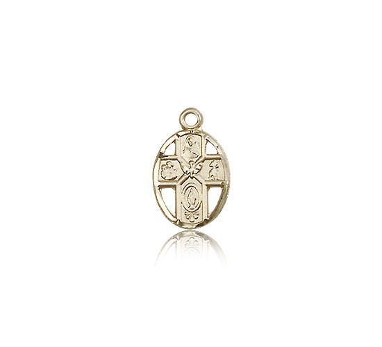 5 Way Cross Pendant, 14 Karat Gold - 14 KT Yellow Gold