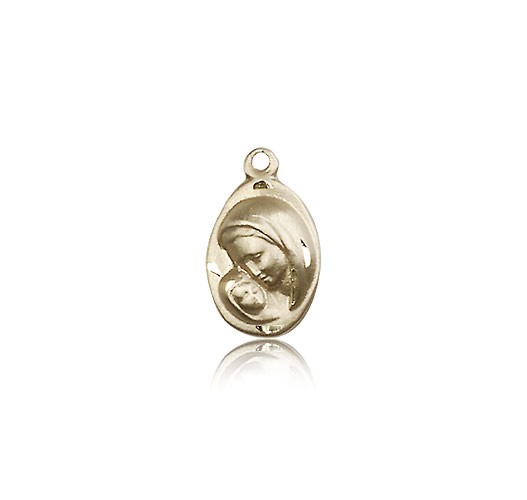 Madonna and Child Medal, 14 Karat Gold - 14 KT Yellow Gold