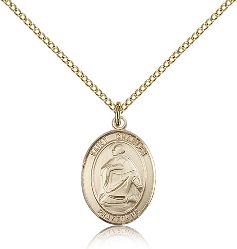 St. Charles Borromeo Medal, Gold Filled, Medium - Gold-tone