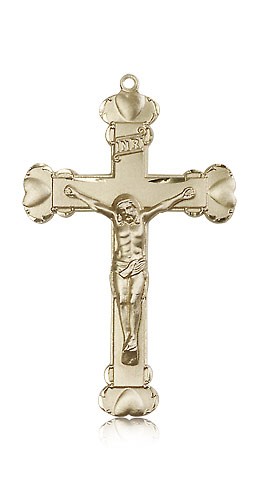 Crucifix Pendant, 14 Karat Gold - 14 KT Yellow Gold