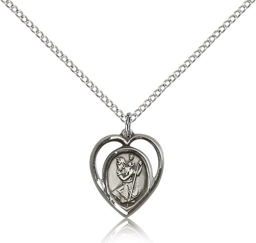 St. Christopher Medal, Sterling Silver - 18&quot; 1.2mm Sterling Silver Chain + Clasp