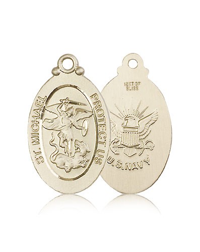 St. Michael Navy Medal, 14 Karat Gold - 14 KT Yellow Gold
