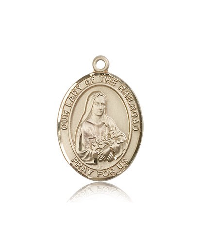 Our Lady of the Railroad Medal, 14 Karat Gold, Large - 14 KT Yellow Gold
