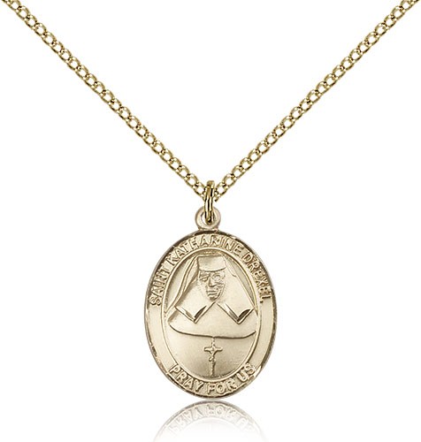 St. Katharine Drexel Medal, Gold Filled, Medium - Gold-tone