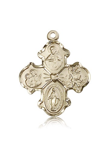 4 Way Cross Pendant, 14 Karat Gold - 14 KT Yellow Gold