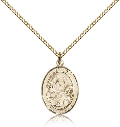 St. Fina Medal, Gold Filled, Medium - Gold-tone