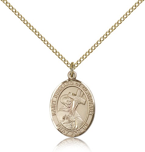 St. Bernard of Clairvaux Medal, Gold Filled, Medium - Gold-tone