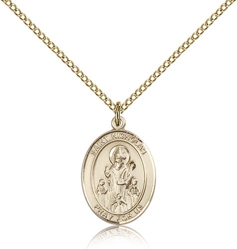 St. Nicholas Medal, Gold Filled, Medium - Gold-tone