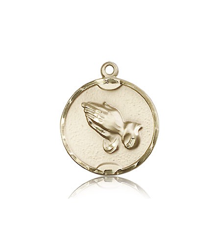 Praying Hands Medal, 14 Karat Gold - 14 KT Yellow Gold