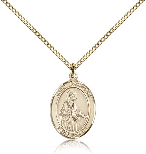 St. Remigius of Reims Medal, Gold Filled, Medium - Gold-tone