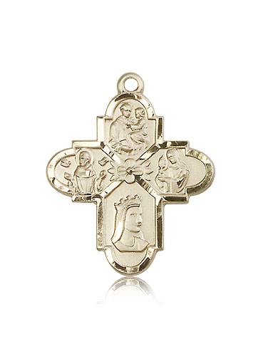 Franciscan 4 Way Cross Pendant, 14 Karat Gold - 14 KT Yellow Gold