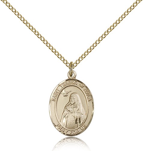St. Teresa of Avila Medal, Gold Filled, Medium - Gold-tone