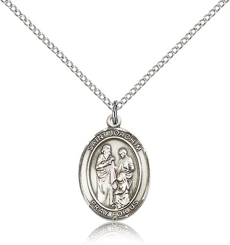 St. Joachim Medal, Sterling Silver, Medium - 18&quot; 1.2mm Sterling Silver Chain + Clasp