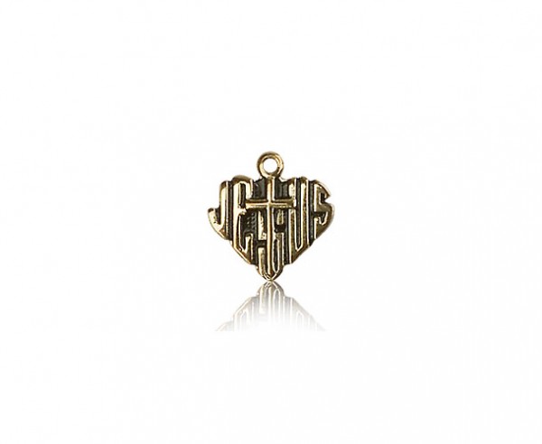 Heart of Jesus Cross Pendant, 14 Karat Gold - 14 KT Yellow Gold