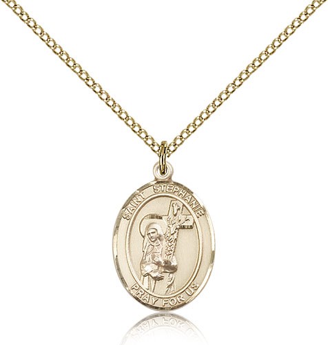 St. Stephanie Medal, Gold Filled, Medium - Gold-tone