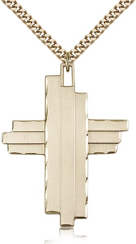 Cross Pendant, Gold Filled - 24&quot; 2.4mm Gold Plated Endless Chain