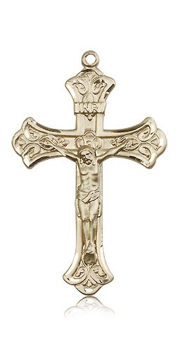 Crucifix Pendant, 14 Karat Gold - 14 KT Yellow Gold