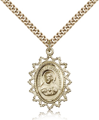 Scapular Medal, Gold Filled - 24&quot; 2.4mm Gold Plated Endless Chain