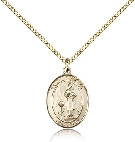 St. Genesius of Rome Medal, Gold Filled, Medium - Gold-tone