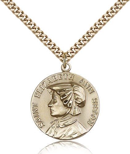 St. Ann Medal, Gold Filled - 24&quot; 2.4mm Gold Plated Endless Chain