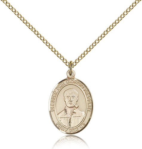 Blessed Pier Giorgio Frassati Medal, Gold Filled, Medium - Gold-tone