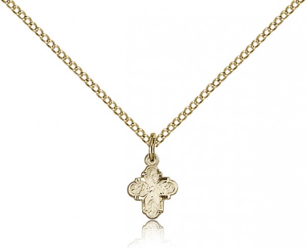 4 Way Cross Pendant, Gold Filled - Gold-tone
