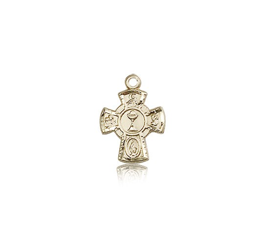 5 Way Cross Chalice Medal, 14 Karat Gold - 14 KT Yellow Gold