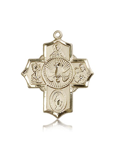 5 Way Cross Pendant, 14 Karat Gold - 14 KT Yellow Gold