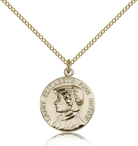 St. Elizabeth Ann Seton Medal, Gold Filled - Gold-tone