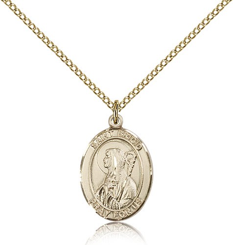 St. Brigid of Ireland Medal, Gold Filled, Medium - Gold-tone