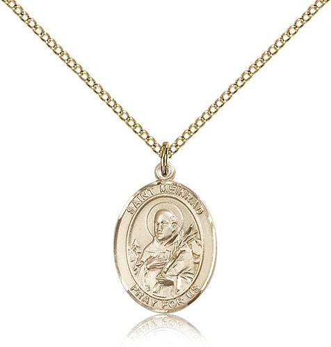 St. Meinrad of Einsideln Medal, Gold Filled, Medium - Gold-tone
