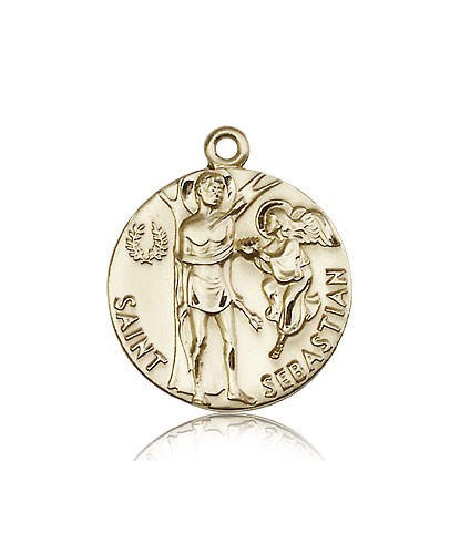 St. Sebastian Medal, 14 Karat Gold - 14 KT Yellow Gold