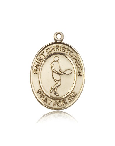 St. Christopher Tennis Medal, 14 Karat Gold, Large - 14 KT Yellow Gold